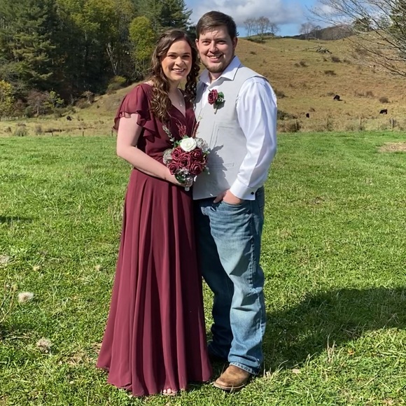 David's Bridal Deep Red Dress - Picture 1 of 8